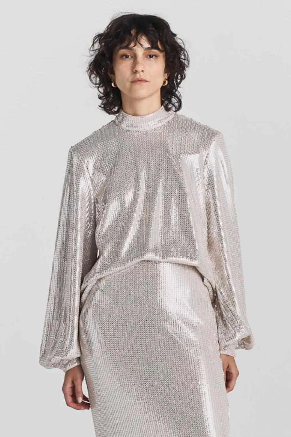 Twist & Tango Shirts & Blouses | Matching Sets^Maia Sequin Blouse OysterGrey